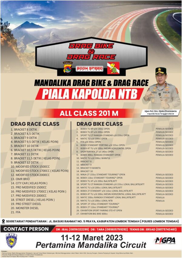 Polres Loteng Gelar "Mandalika Drag Bike Dan Drag Race Piala Kapolda NTB"