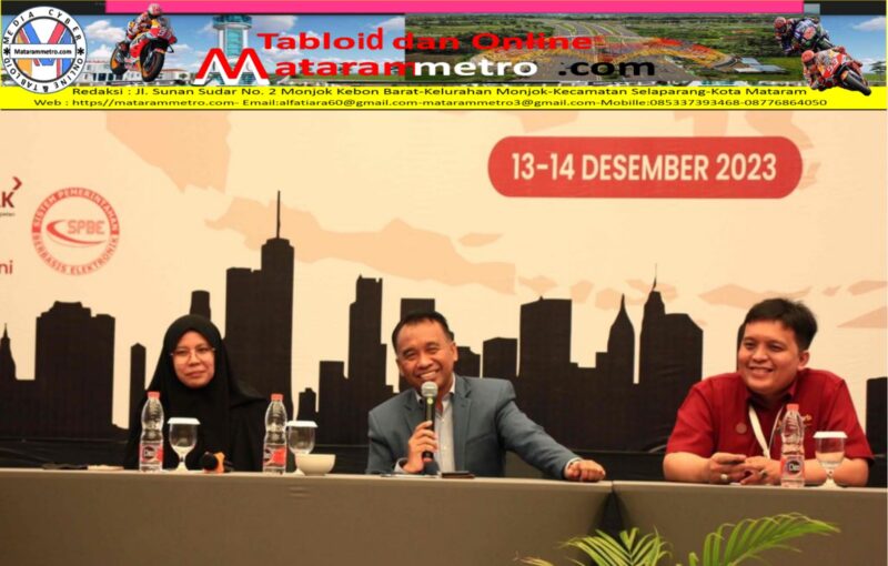 Kepala Dinas Kominfotik Provinsi NTB, Dr. Najamuddin Amy, S.Sos., M.M. menggandeng Kementerian Pendayagunaan Aparatur Negara dan Reformasi Birokrasi Republik Indonesia (KemenPAN-RB) menggelar Asistensi dan Bimtek Penyusunan Arsitektur dan Peta Rencana Sistem Pemerintahan Berbasis Elektronik (SPBE) Pemerintah Daerah Provinsi yang diikuti oleh Dinas Kominfo Kab/Kota se-Provinsi NTB, di Hotel Prime Park Mataram (13/12/2023).