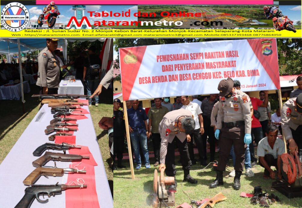 Kapolda NTB Irjen Pol Drs. R. Umar Faroq SH. M.Hum., Hadiri Penyerahan dan Pemusnahan Senpi Rakitan Dari Warga Desa Renda dan Desa Cenggu, Sabtu (13/01/24) sekitar pukul 13.00. WITA.