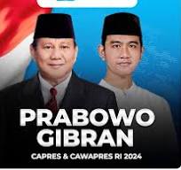 pasangan Prabowo Subianto dan  Gibran Rakabuming Raka Calon Presiden dan Calon Wakil Presiden RI pada pemilu 2024 