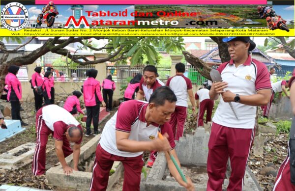 Sambut Bulan Suci Ramadhan, Kapolres Sumbawa Bersama Anggota Gelar Kerja Bakti