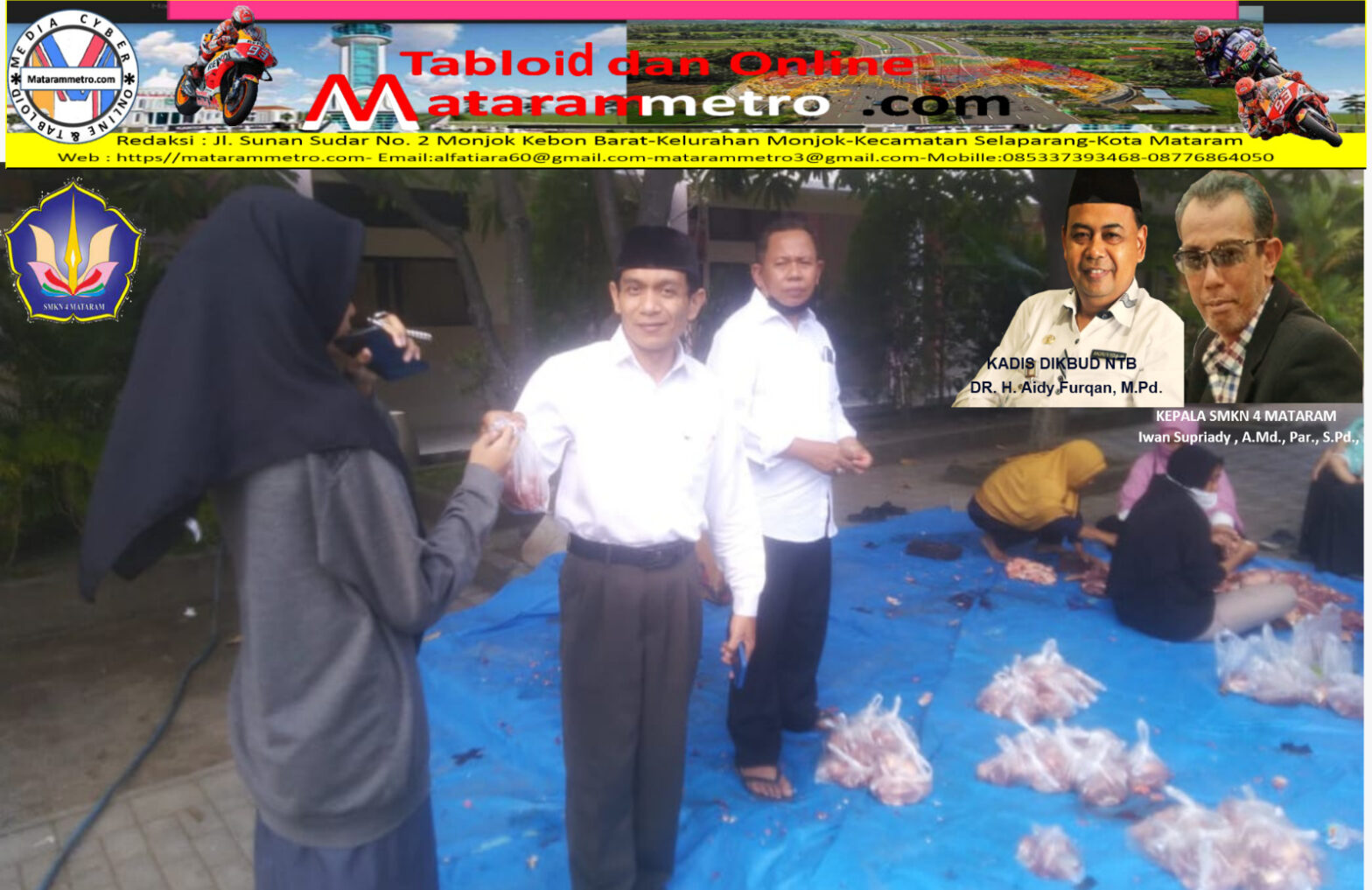 Suasana Berbagi Hari Raya Qurban Idul Adha SMKN 4 Mataram