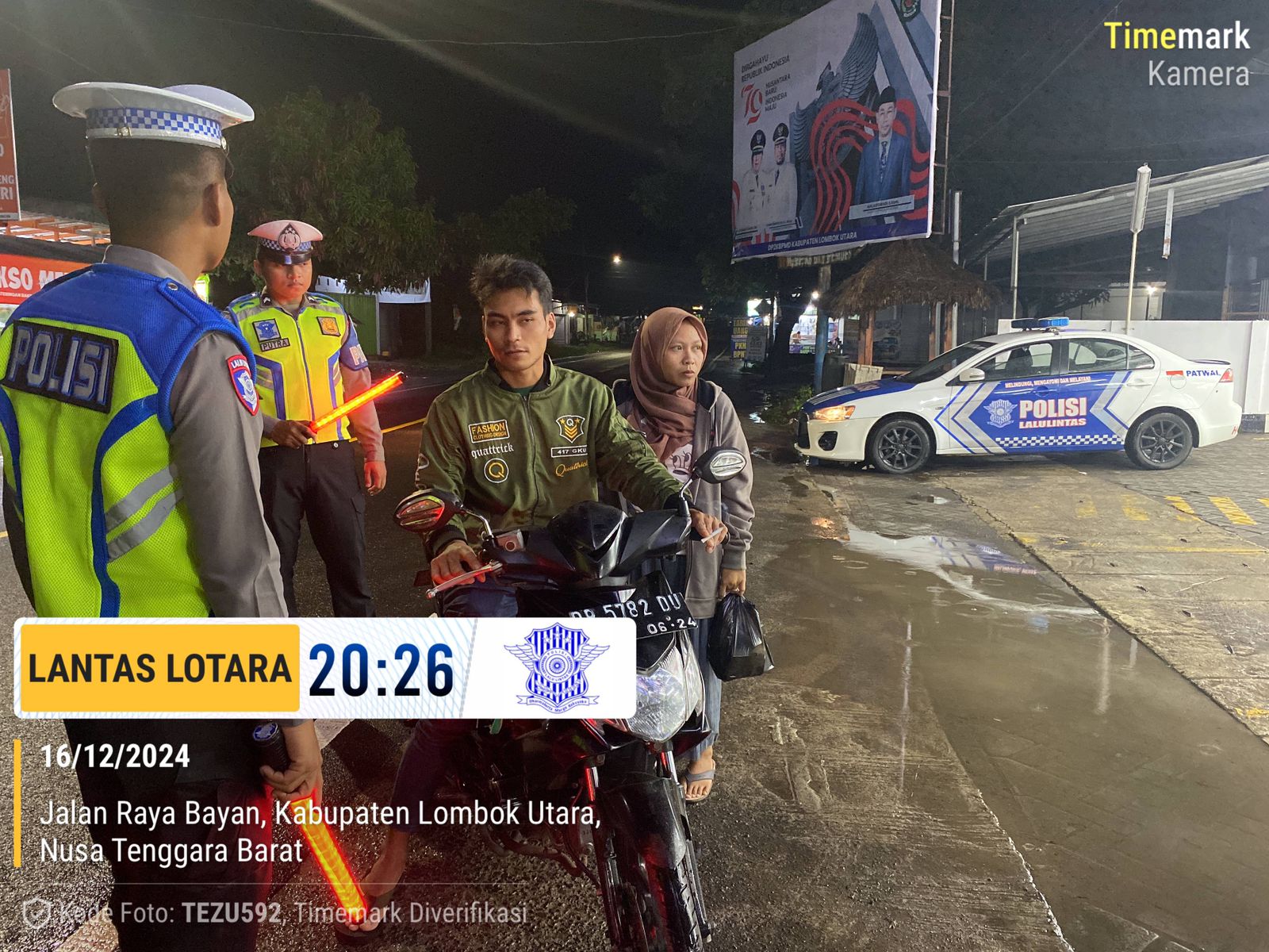 Sat Lantas Polres Lombok Utara Gelar Patroli Blue Light, Atur Lalu Lintas