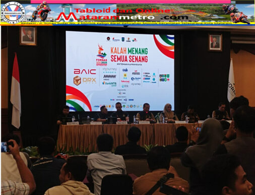 Konfrensi Pers Festival Olahraga Rakyat Nasional ke VIII (FORNAS VIII) tahun 2025 di Balroom Lombok Raya Hotel Senin 14 Juli 2025