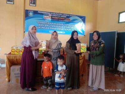 Pemdes Montong Are Entaskan Stunting Bagikan Tunjangan Gizi Sasar 75 Balita dan Ibu Hamil