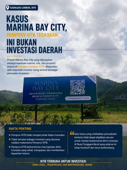 Kasus Marina Bay City, Pemprov NTB Tegaskan: Ini Bukan Investasi Daerah